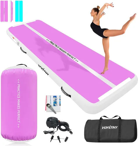 Vista 13 de VOFiTNY - Esterilla inflable de gimnasia con pista de caídas y barril de aire octogonal con bomba para uso doméstico/gimnasio
