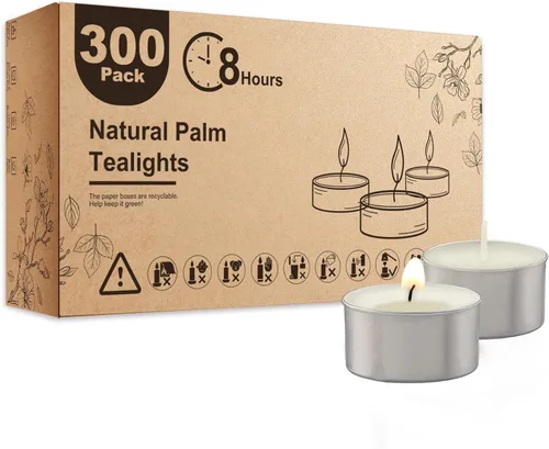 Vista 10 de Ashlux Velas de té sin perfume con forma de palma, paquete de 25 unidades a granel, 4.5 horas de combustión, velas de té blancas de larga duración