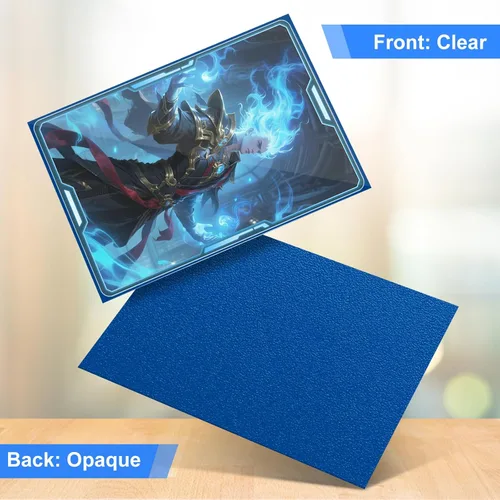 Vista 4 de Fundas para tarjetas de color azul nocturno aptas para MTG, 300 piezas de ajuste perfecto, fundas estándar para tarjetas de intercambio, tarjetas