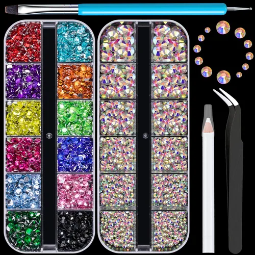 4200 diamantes de imitación para manualidades, SS6-SS30 con parte trasera plana y diamantes de imitación de resina arcoíris para deslumbrar
