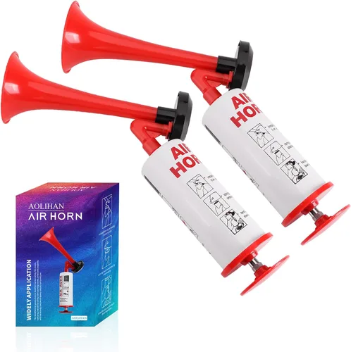 Vista 6 de Bocina de aire de mano, bocina de aire portátil de aluminio con mini bocina de aire de mano, 2 piezas