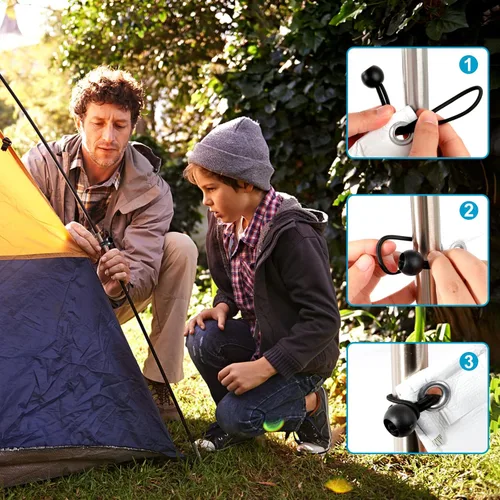 Vista 7 de Cuerda elástica de bolas de 6 pulgadas, 120 bolas elásticas para cuerdas de amarre de lona, resistentes para toldos al aire libre, tiendas