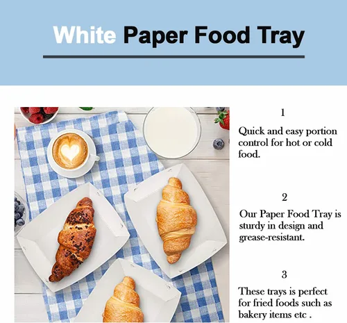 Vista 6 de Angel's Peel Lounge Bandeja de papel blanco para alimentos, resistente a la grasa y apta para microondas, bandejas de papel resistentes ideales