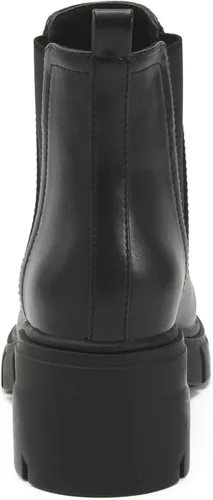 Vista 5 de REDTOP Botas Chelsea para mujer con tacón grueso elástico, plataforma con suela de lengüeta