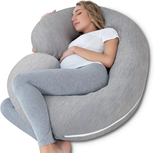 Vista 19 de INSEN Almohada de embarazo refrescante, almohada de maternidad para mujeres embarazadas (azul refrescante)