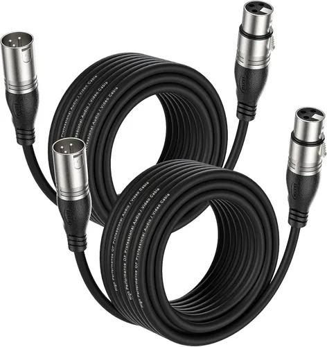 Vista 25 de EBXYA Cable XLR de 2 pies, paquete de 10 unidades, cable de micrófono equilibrado premium con cable XLR de 3 pines macho a hembra, color negro