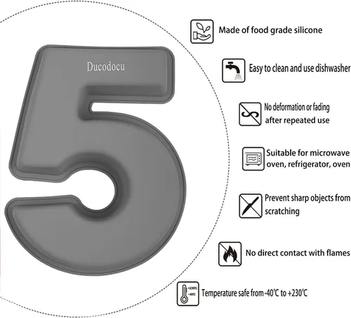 Vista 3 de Ducodocu Molde de silicona para tartas con números 3D, moldes para hornear, moldes novedosos para tartas, molde para hornear bricolaje