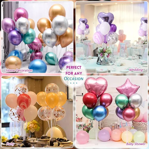 Vista 5 de Sakolla Juego de 4 soportes para globos para mesa con base autoadhesiva, soporte de mesa para globos de escritorio, centro de mesa, soporte
