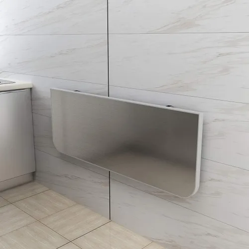 Vista 3 de Escritorio plegable de pared de mesa de hojas descendentes Mesa de comedor plegable Mesa de comedor de acero inoxidable Escritorio de estación