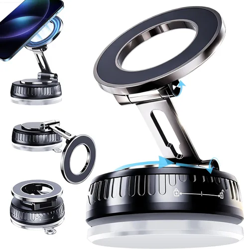 Vista 10 de Soporte magnético para teléfono para automóvil 2026, 3800gf MagSafe compatible con iPhone 17/16/15, Android, ventosa de 180+libras, soporte