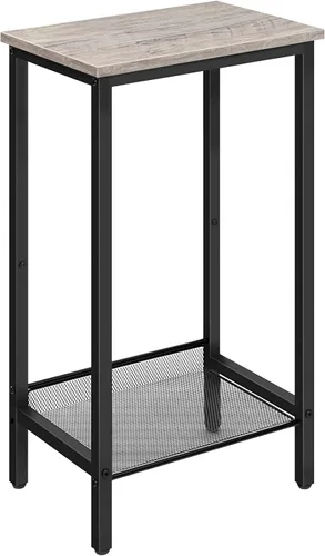 Vista 14 de HOOBRO - Mesa auxiliar alta industrial con estantes de malla ajustables, para sala de estar, dormitorio, entrada, oficina, color negro BB03DH01