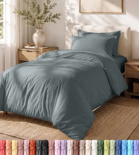 Vista 14 de Utopia Bedding Juego de funda de edredón con fundas de almohada, funda de edredón de 2 piezas con cierre de cremallera, 1 funda de edredón con 1