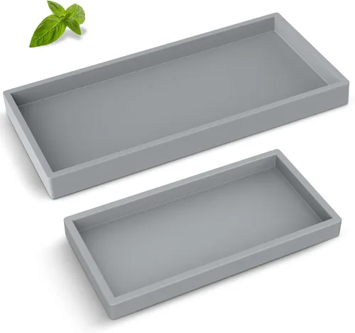 Vista 13 de Bandeja para Encimera de Baño, EG-SIPRO Bandeja de Tocador de Baño de Silicona Engrosada de Alta Calidad, Bandeja Rectangular Irrompible para Baño
