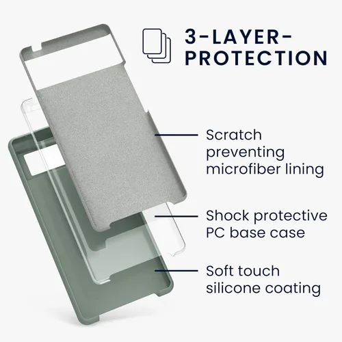 Vista 136 de kwmobile Funda Compatible con Google Pixel 6 Pro - Funda de teléfono de silicona TPU con acabado suave - Azul Arrecife