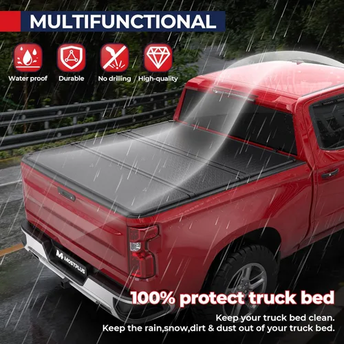 Vista 5 de MOSTPLUS Cubierta Rígida de Fibra de Vidrio Tri Fold para Caja de Camioneta Tonneau Compatible con Chevy Colorado/GMC Canyon 2004-2012 Cama de 3