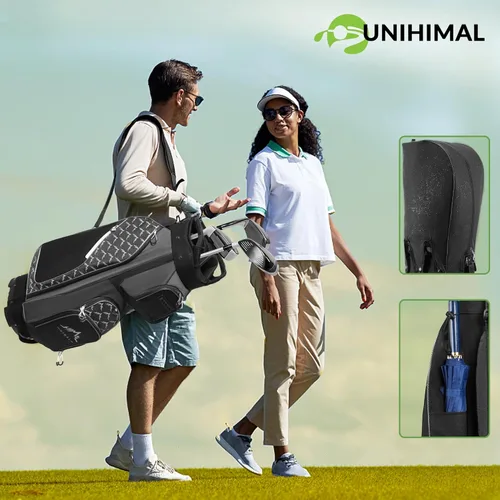 Vista 8 de UNIHIMAL Bolsa de carrito de golf de 14 vías con parte superior divisora de longitud completa y múltiples bolsillos, bolsa de golf para hombres
