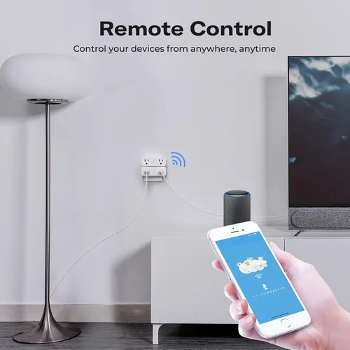 Vista 6 de THIRDREALITY Zigbee - Enchufe dual inteligente, toma inteligente 2 en 1 con control independiente y monitoreo de potencia, repetidor Zigbee