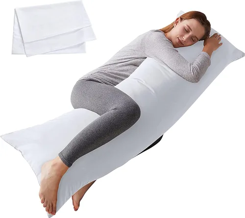 Vista 14 de ELNIDO QUEEN Almohada corporal con funda de almohada - Almohada de cama larga suave para adultos - Relleno de almohada de cuerpo completo Negro