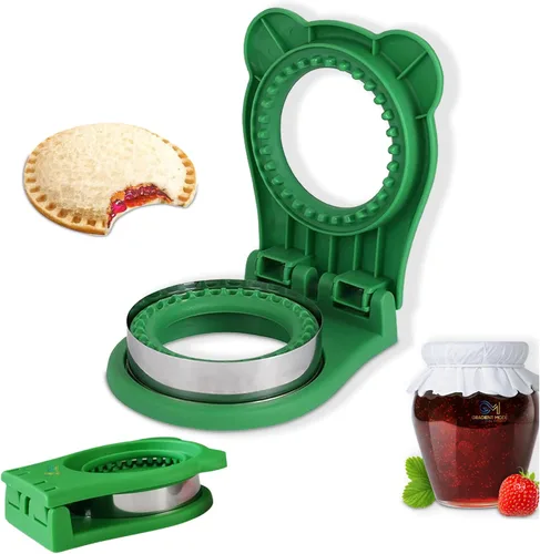 Cortador y sellador de sándwiches, desoxidante de pan para niños, cortador de galletas de bricolaje, ideal para lonchera y caja Bento, color verde