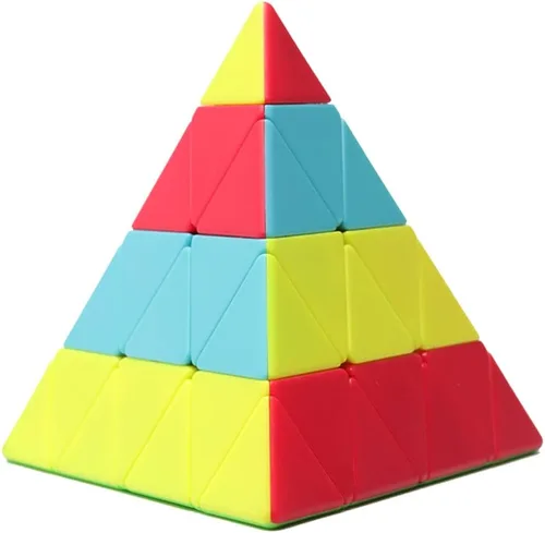 Vista 6 de Cubo piraminx 4x4 pirámide 4x4x4, cubo mágico de velocidad sin calcomanías, triángulo, rompecabezas, rompecabezas para niños