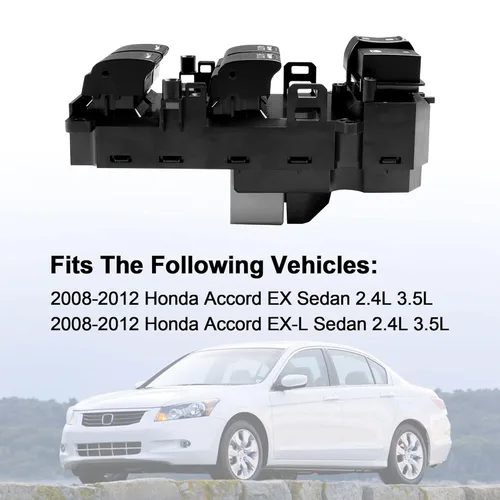 Vista 3 de Interruptor maestro de ventana eléctrica del lado del conductor con botón automático doble Compatible con Honda Accord EX EXL 2.4L 3.5L 2008-2012