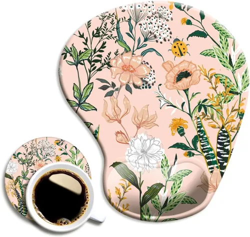 Vista 32 de DOOKE Alfombrilla de mouse ergonómica con soporte para muñeca y posavasos, almohadillas de mouse con base de poliuretano antideslizante