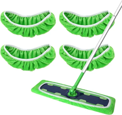 Almohadillas de microfibra reutilizables compatibles con trapeador Paquete de 4 (verde)