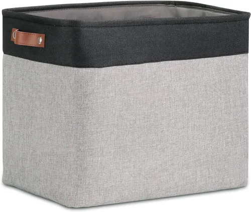 Vista 22 de DULLEMELO Cesta de almacenamiento pequeña para estantes, pequeña cesta plegable de tela rectangular para estantes, armarios, guardería, hogar, Beige