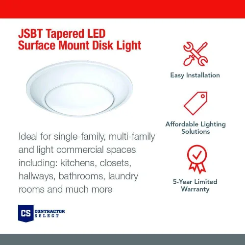 Vista 2 de Juno SlimBasics - Lámpara de techo LED de 4 pulgadas, luz LED descendente de montaje en superficie para luz de ducha o iluminación de armario, Blanco
