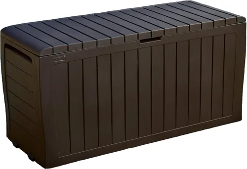 Vista 15 de Keter Marvel Plus - Caja de almacenamiento de resina para exteriores de 71 galones para cojines de muebles de patio, almohadas, herramientas de Beige