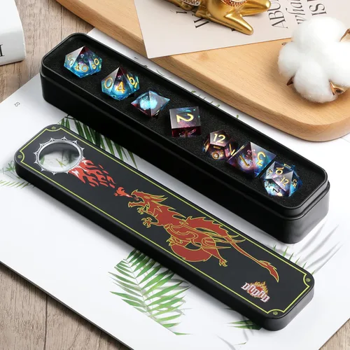 Vista 197 de DNDND Dados de Resina Ojo DND de Borde Afilado Dado de D&D con Estuche de Regalo para Juego de Dungeons and Dragons (Ojo de Dragón Verde)