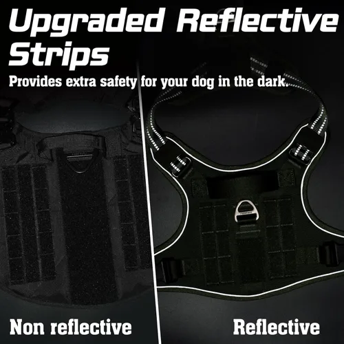 Vista 8 de rabbitgoo Arnés táctico para perro, sin tirones, chaleco militar con asa y Molle, arnés para perro de servicio de fácil control para perros grandes