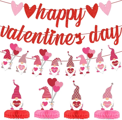 Decoraciones para el día de San Valentín, pancarta de feliz día de San Valentín, decoración del día de San Valentín para el hogar, decoración del
