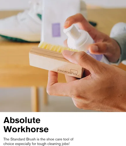 Vista 6 de Jason Markk Cepillo de limpieza estándar, mango de madera hecho a mano, cerdas sintéticas, resistente a las manchas difíciles y la suciedad