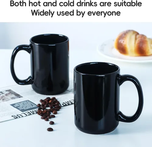 Vista 4 de Tazas de café de porcelana de 16 onzas, taza clásica de cerámica en blanco con mango grande para té y café con leche, capuchino, juego de 4