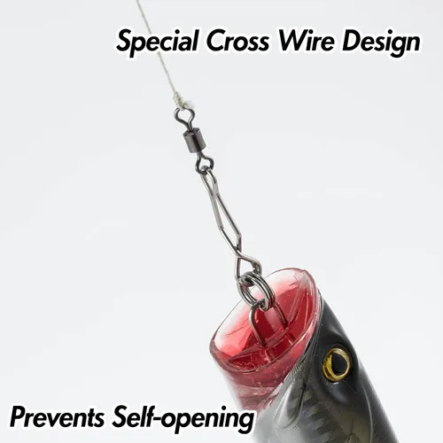 Vista 5 de Dr.Fish Paquete de 20 clips de velocidad de pesca con barril giratorio, clip giratorio de acero inoxidable para agua dulce, clips de pesca