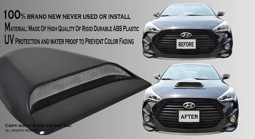 Vista 4 de ICBEAMER Capucha negra para auto AERODINÁMICA Speed Racer resistente al agua FLOW con cinta 3M, no hace falta perforación, ajuste universal