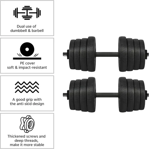 Vista 4 de Yaheetech Juego de mancuernas de peso de 66 libras, gorra ajustable para gimnasio/hogar, entrenamiento corporal para mujeres y hombres