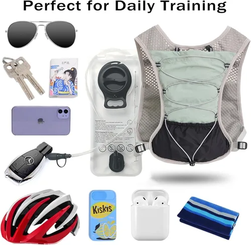 Vista 9 de Hydration Running Vest for Women Men, Water Vest Backpack 2L, Lightweight Hydration Pack Water Backpack for Hiking, Trail Marathon Race