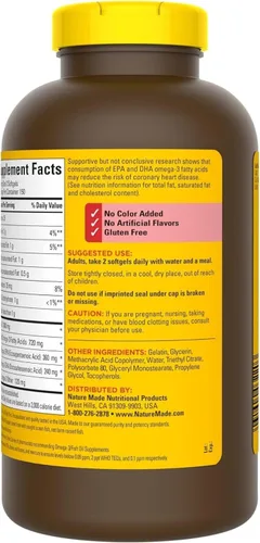 Vista 3 de Nature Made Burp Less Aceite de pescado 1200 mg cápsulas blandas - Suplementos Omega 3 para un apoyo cardíaco saludable, 300 cápsulas blandas