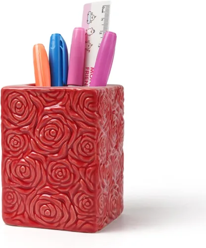 Vista 13 de Soporte de cerámica para bolígrafos de cactus, bonito soporte para lápices, soporte para brochas de maquillaje para el hogar, accesorios de Verde