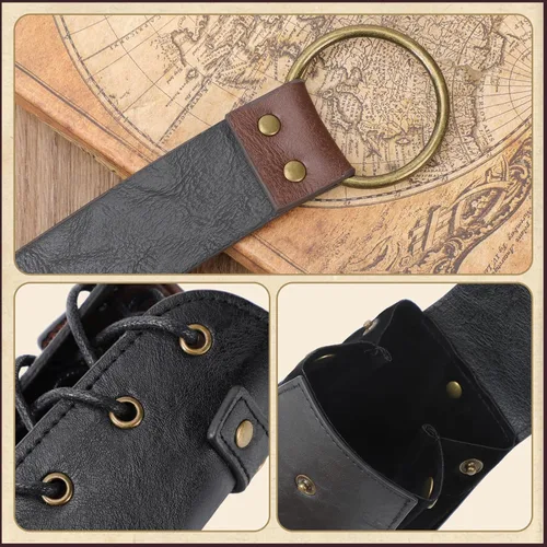 Vista 3 de Cinturón vikingo medieval de cuero, Color-2, Accesorios renacentistas