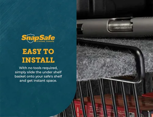 Vista 7 de SnapSafe 76012 - Cesta colgante para documentos, cesta de alambre recubierta que maximiza el almacenamiento para documentos, accesorios de armas