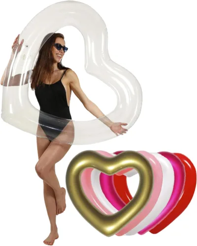 LOTELI - Flotadores de piscina con forma de corazón originales para adultos, más gruesos y fuertes, flotadores inflables grandes para fiestas,