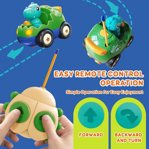 Vista 5 de Pup Go Auto RC de dinosaurio para niños de 18 meses + con 2 muñecas Coche Dino Verde Oscuro (49 Mhz)