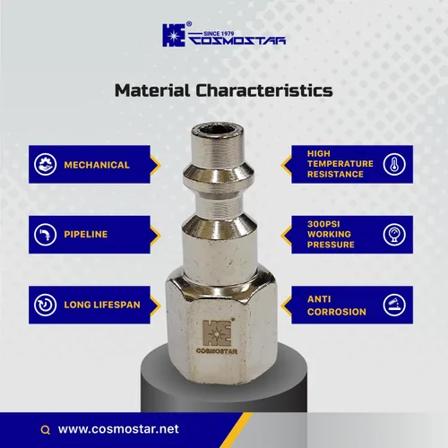 Vista 6 de COSMOSTAR Industries - Enchufe de aire MNPT de acero de 1/4 pulgadas, enchufe de 1/4 de pulgada y conector NPT de 1/4 pulgadas con sellador