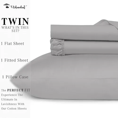Vista 326 de URBANHUT Juego de sábanas de algodón egipcio de 1000 hilos tamaño completo, 4 piezas, suaves y transpirables, sábanas de hotel de lujo que se
