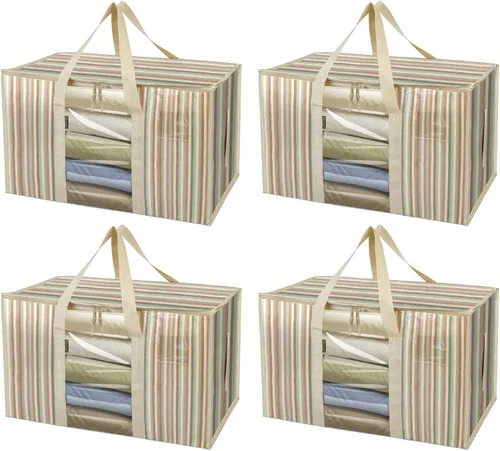 Vista 49 de BALEINE Paquete de 6 bolsas de mudanza de gran tamaño con asas reforzadas, bolsa de almacenamiento resistente para ropa, suministros de mudanza