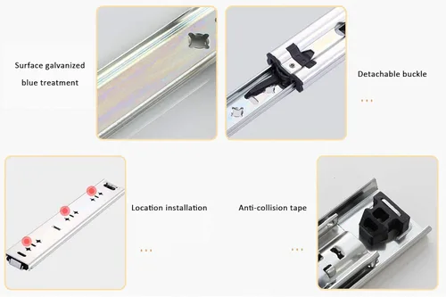 Vista 5 de 1 par de deslizadores de cajones industriales resistentes con cierre suave, rodamientos de bolas, extensión completa para cajones de gabinete
