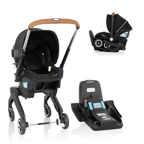Vista 8 de Evenflo Gold Shyft DualRide con almacenamiento Carryall Combo de asiento infantil para automóvil y cochecito (negro ónix)
